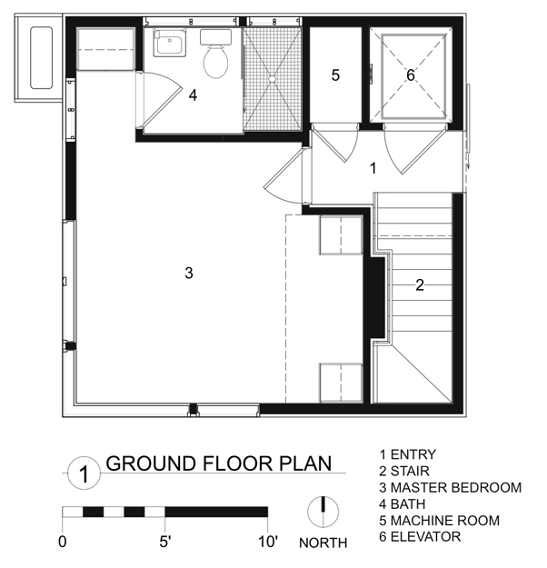 طراحی فوق العاده خانه برج Tower House  -ground-floor-plan