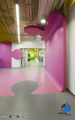 طراحی داخلی دفتر اداری یاندکس  Yandex office