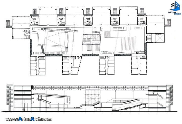 پلان مدرسه معماری -گروه معماری برنارد چومی- مارنه لاوالی - فرانسه پلان مدرسه معماری -گروه معماری برنارد چومی- مارنه لاوالی - فرانسه