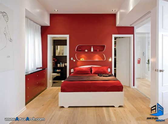 red-white-apartment-decor-تاثیر زیبای رنگ قرمز در دکوراسیون منزل red-white-apartment-decor-2
